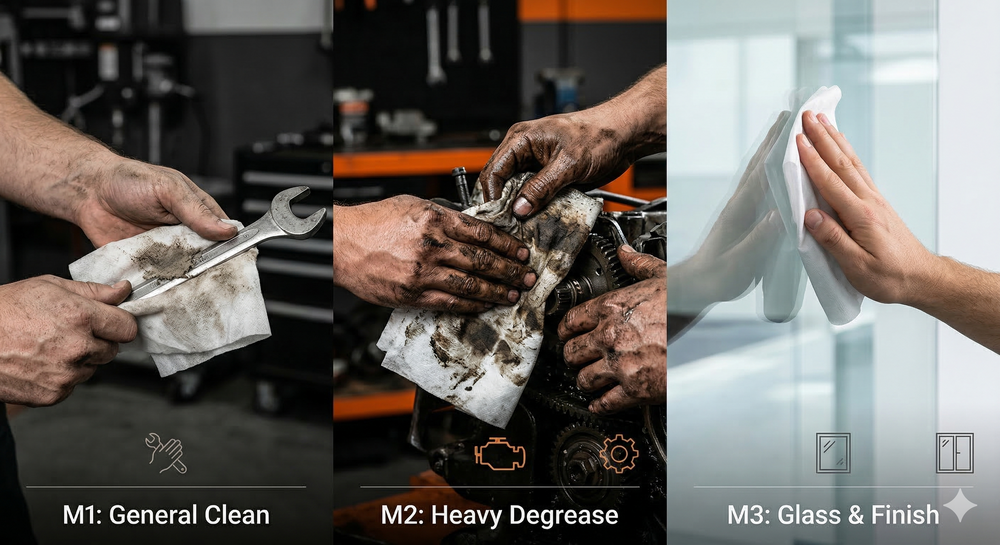 M1, M2, M3: Which Wipe for Which Task